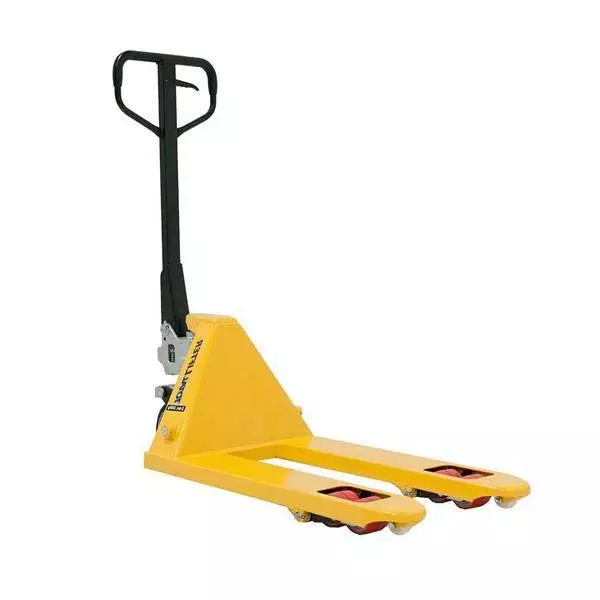 Printer’s pallet truck with a narrow fork design, ideal for handling small pallets and skids. Heavy-duty yellow frame with black ergonomic handle and durable nylon wheels for smooth manoeuvrability in warehouse and printing environments. Printer’s pallet truck with a narrow fork design, ideal for handling small pallets and skids. Heavy-duty yellow frame with black ergonomic handle and durable nylon wheels for smooth manoeuvrability in warehouse and printing environments.